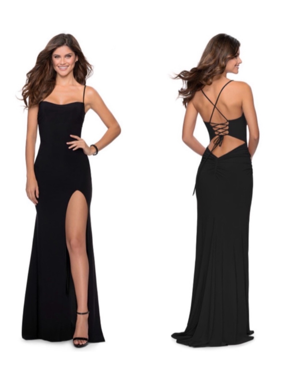 New La Femme Women Scoop Neck Open Back Sheath Dress Size 4